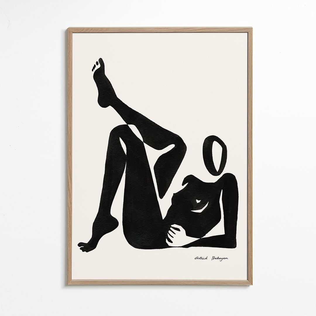 Sort-hvid kunst: studie af liggende figur
