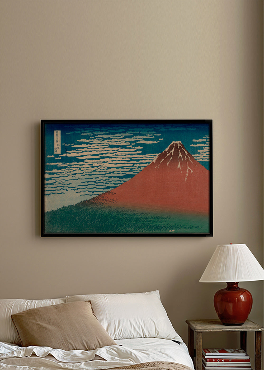 Cuadro de paisaje: Mount Fuji rød i japansk tryk