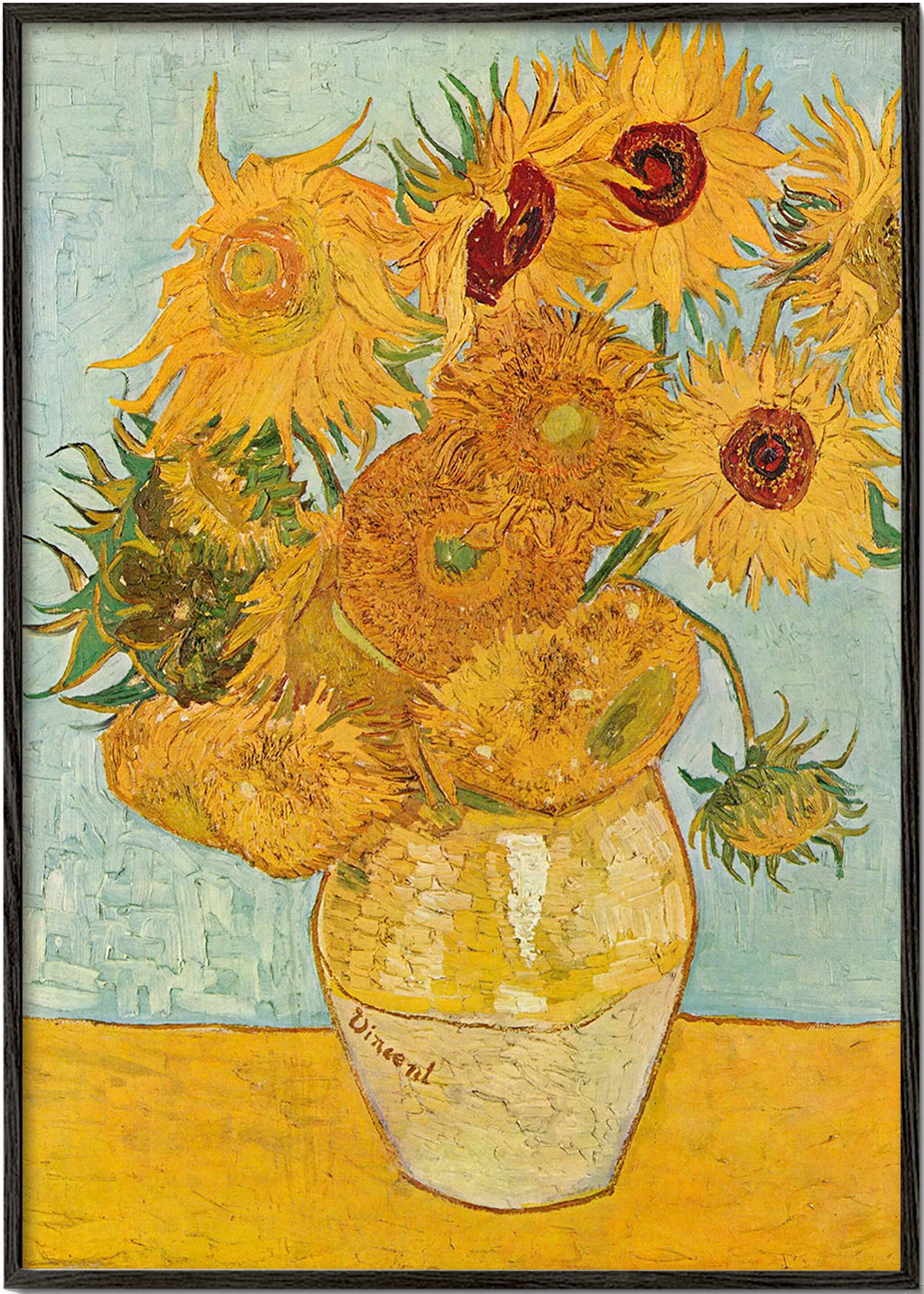 Botanisk plakat Solsikker i vase