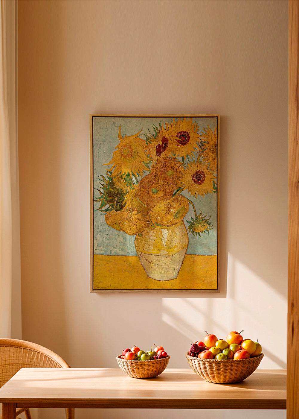 Botanisk plakat Solsikker i vase