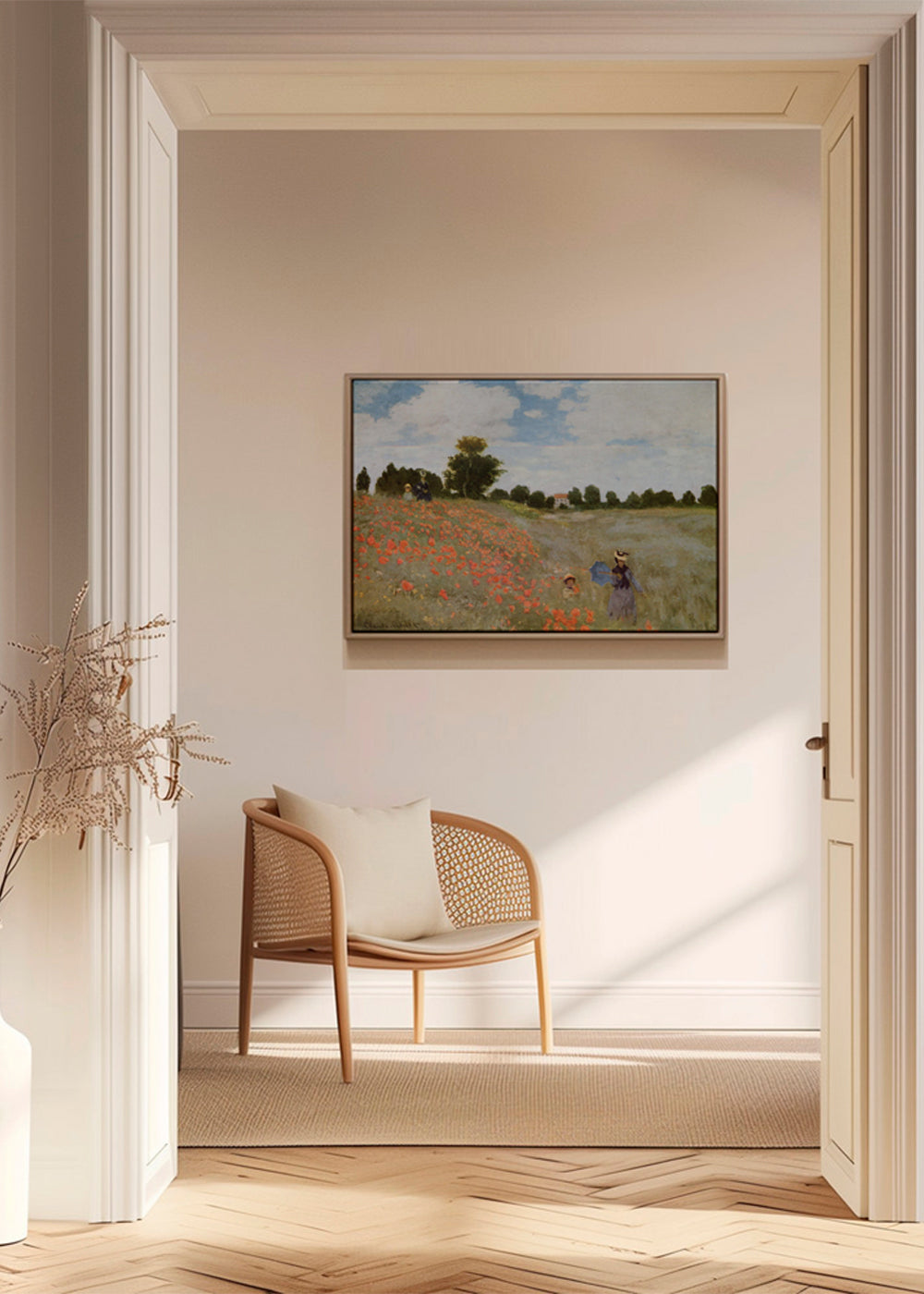 Botanisk plakat med valmuefelt
