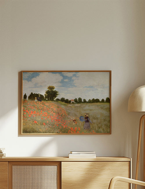 Botanisk plakat med valmuefelt