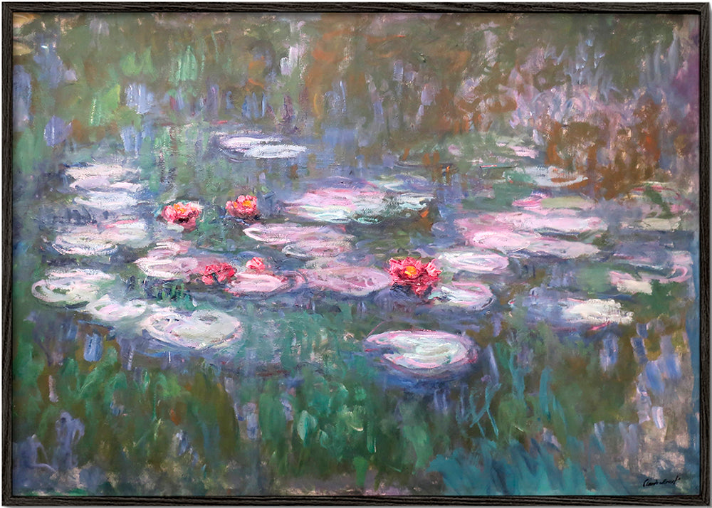 Botanisk plakat: vandliljer i impressionistisk olie