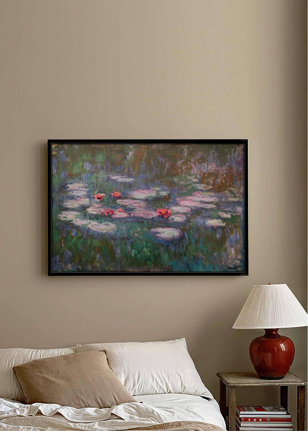 Botanisk plakat: vandliljer i impressionistisk olie