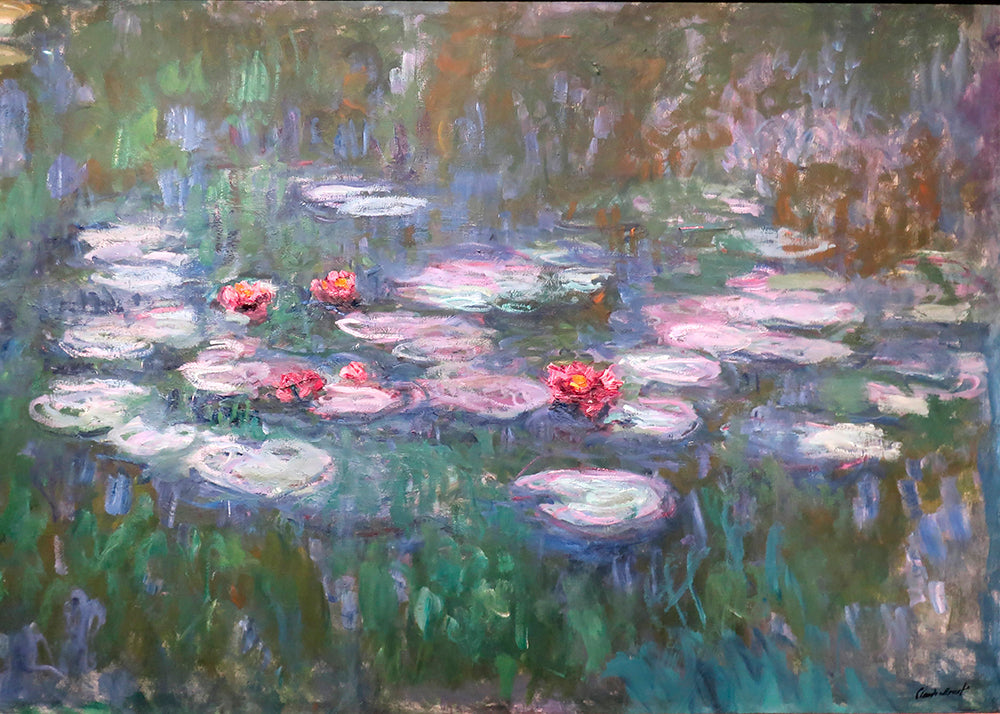 Botanisk plakat: vandliljer i impressionistisk olie