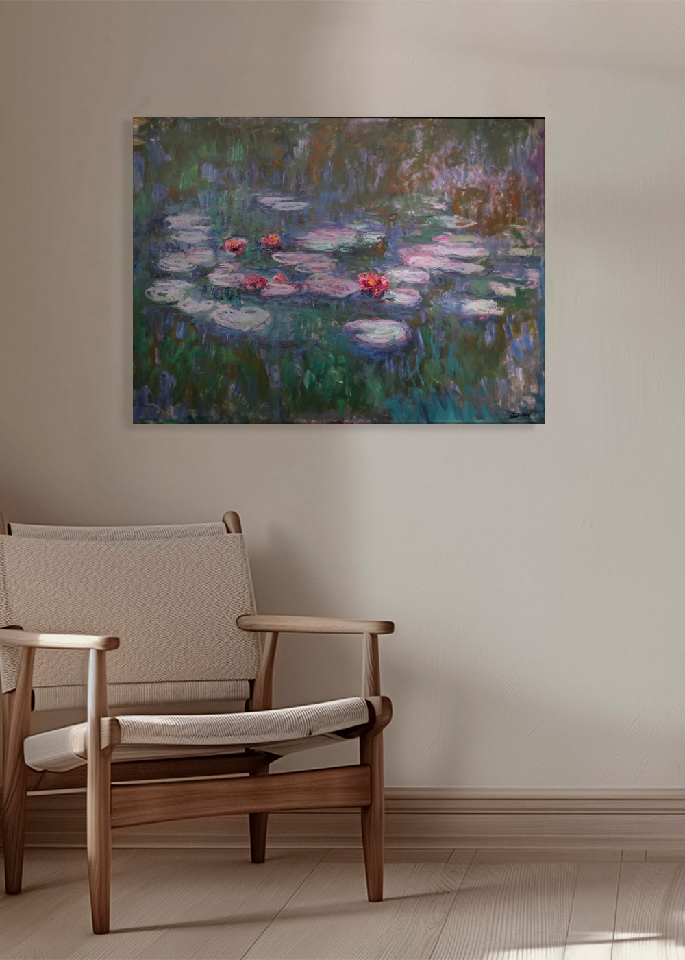 Botanisk plakat: vandliljer i impressionistisk olie