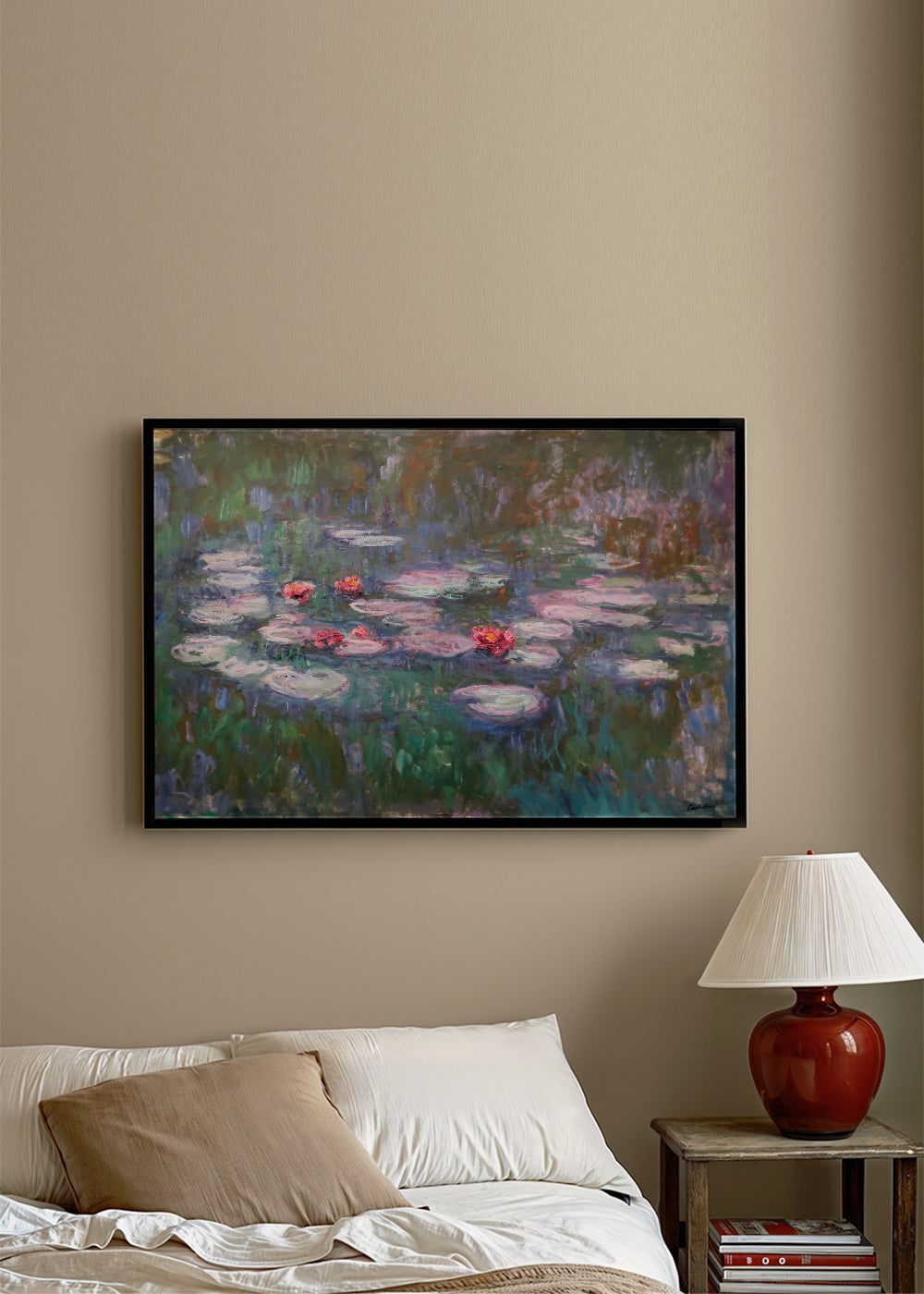 Botanisk plakat: vandliljer i impressionistisk olie