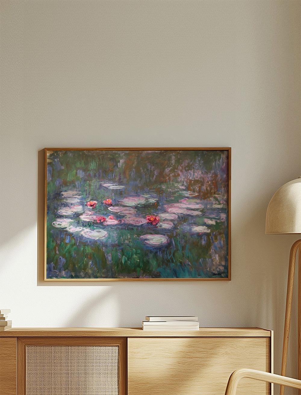 Botanisk plakat: vandliljer i impressionistisk olie