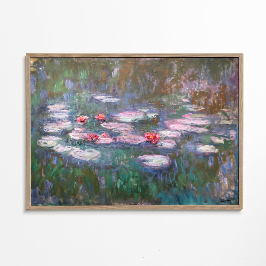 Botanisk plakat: vandliljer i impressionistisk olie