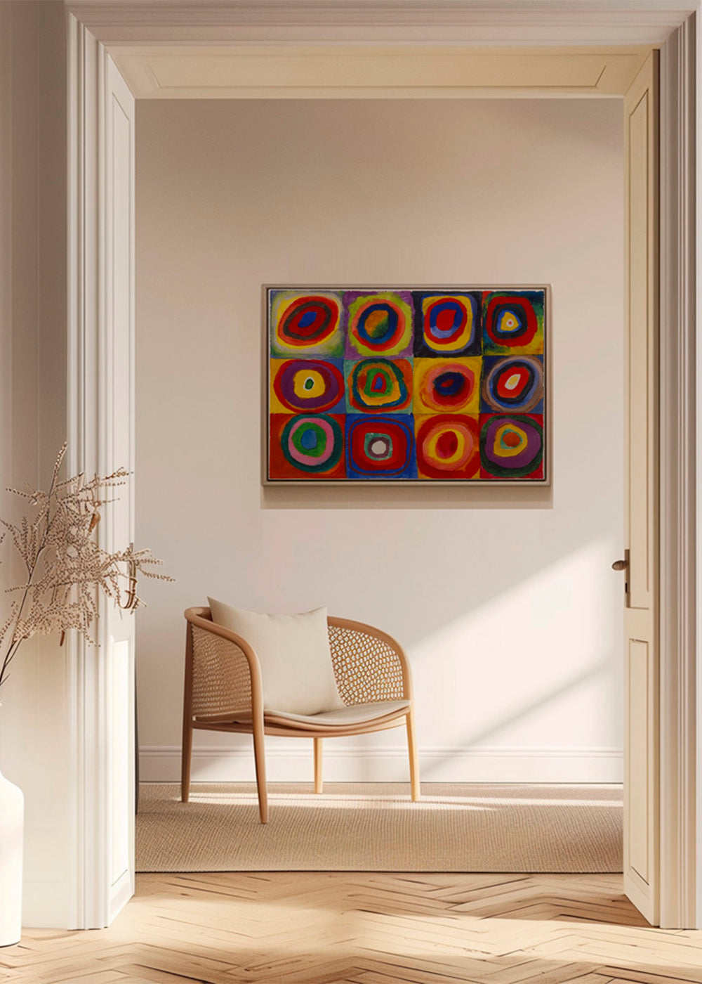 Geometrisk kunst med koncentriske farveringe