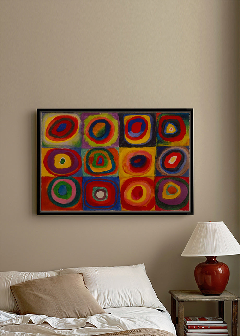 Geometrisk kunst med koncentriske farveringe