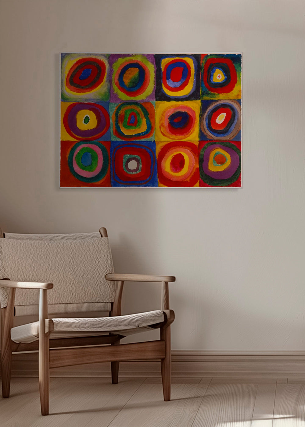 Geometrisk kunst med koncentriske farveringe