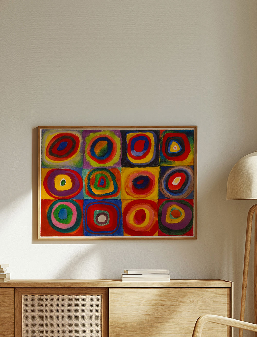 Geometrisk kunst med koncentriske farveringe
