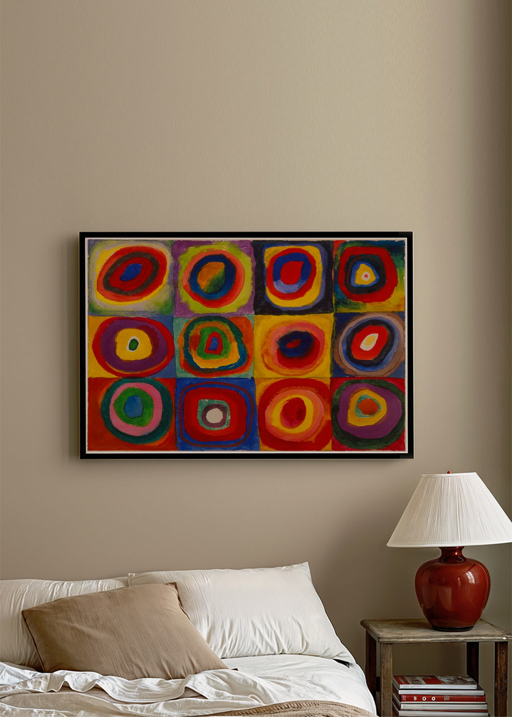 Geometrisk kunst med koncentriske farveringe