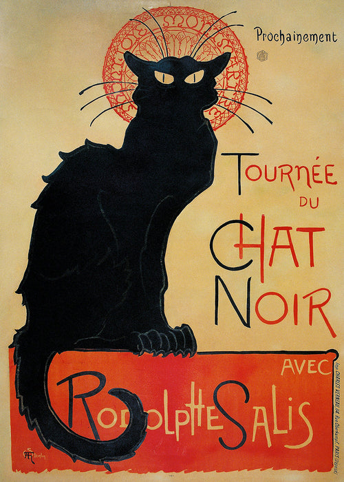 Plakat sort kat vintage stil