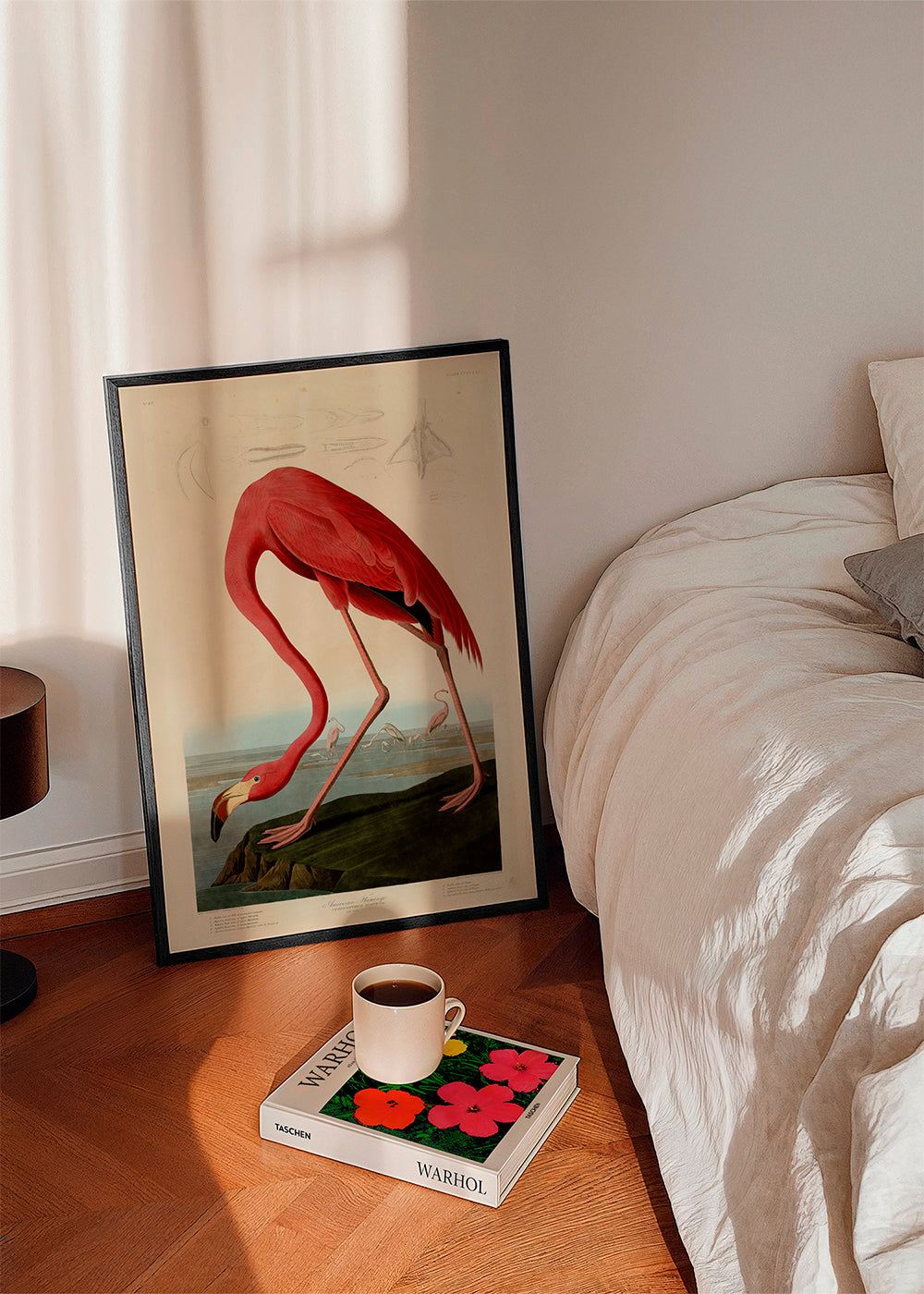 Kunstværk flamingo i Audubon-stil