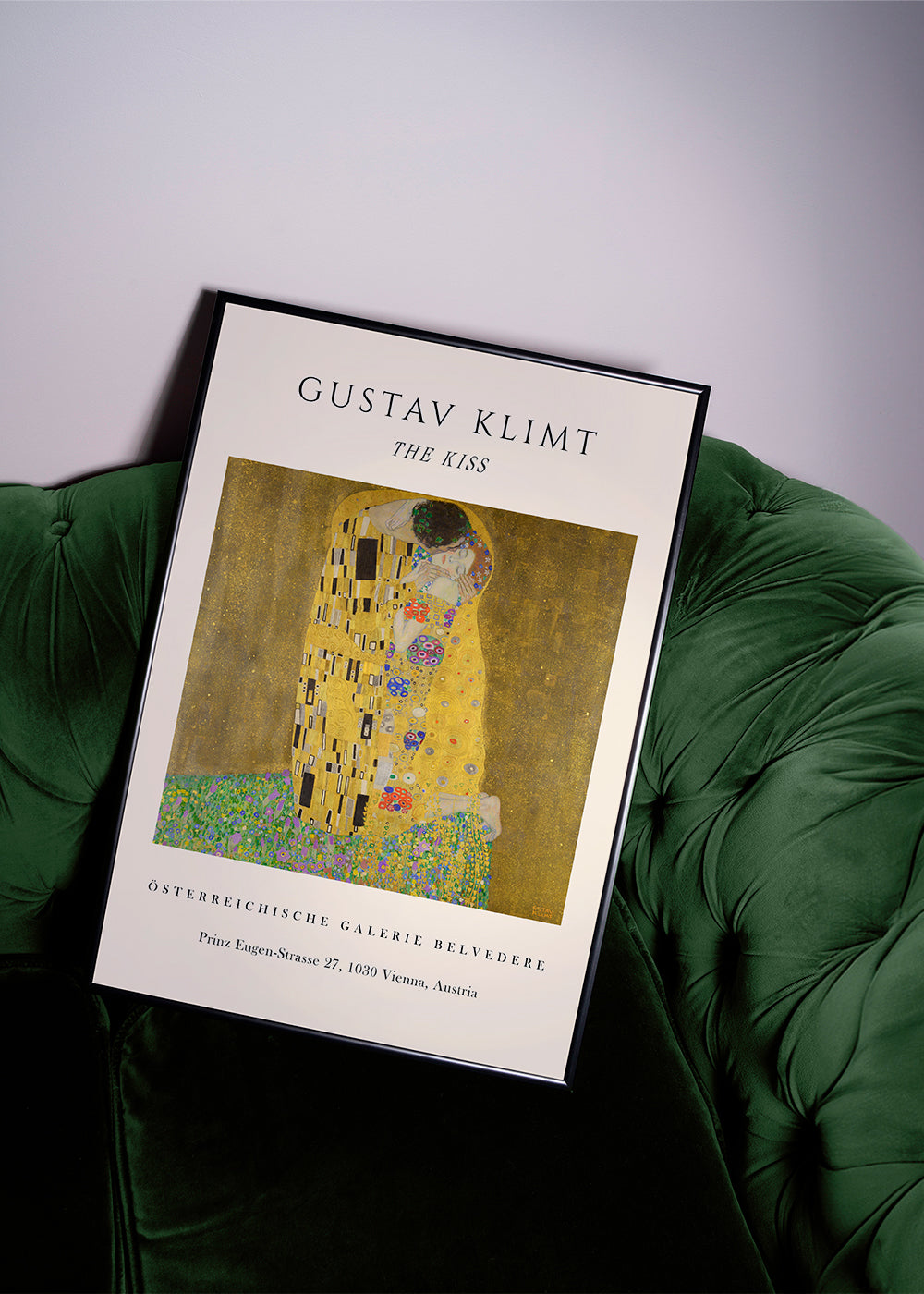 Vintage plakat 'The Kiss' af Klimt i guld