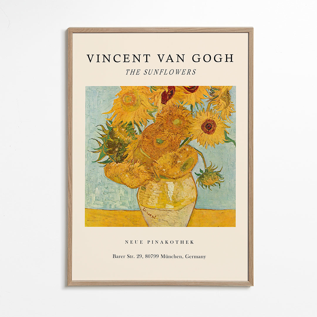 Botanisk plakat: Solsikker i gul vase