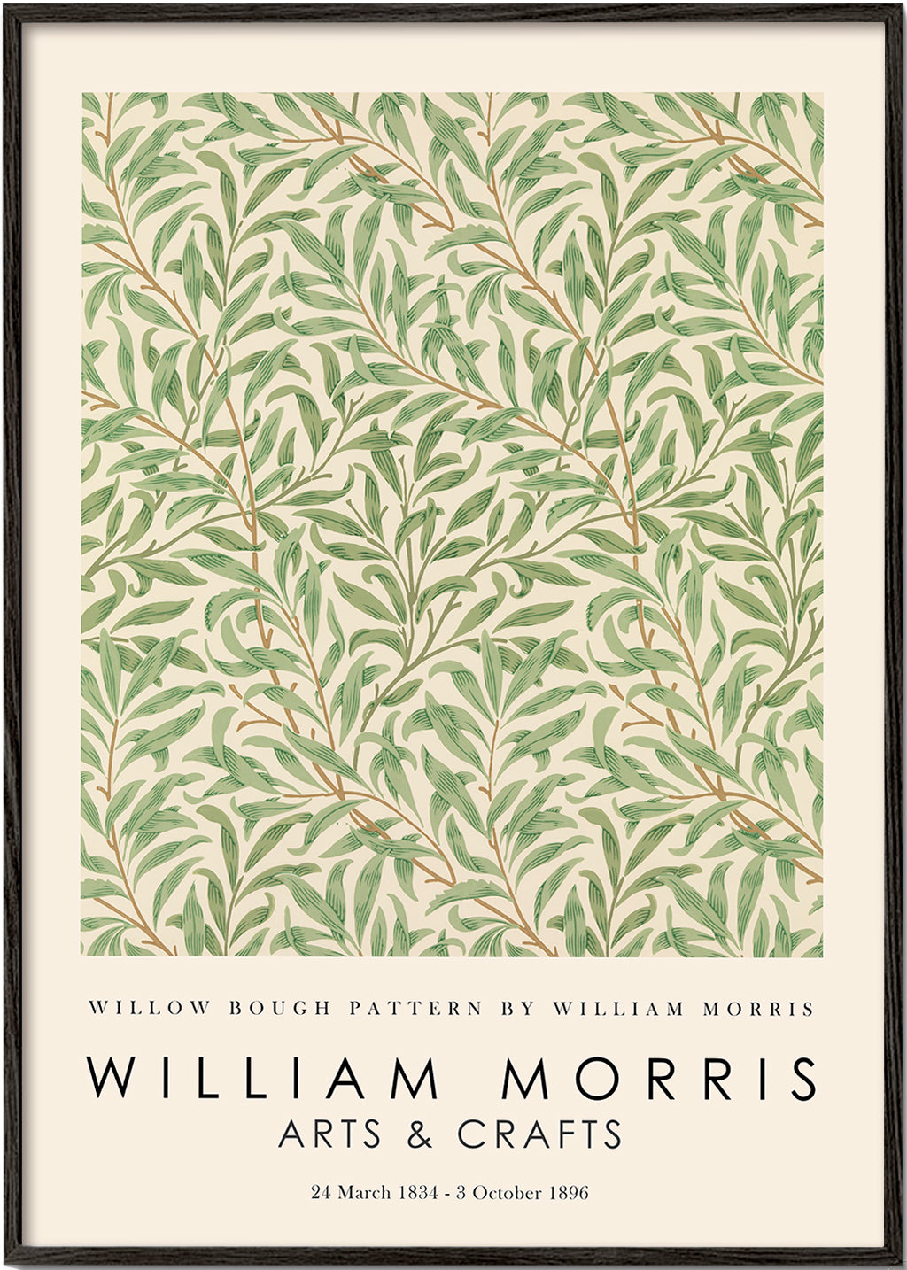 Botanisk plakat Willow grene i Morris-stil