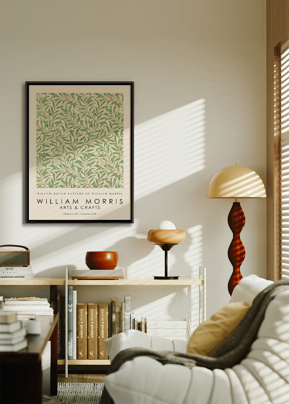 Botanisk plakat Willow grene i Morris-stil