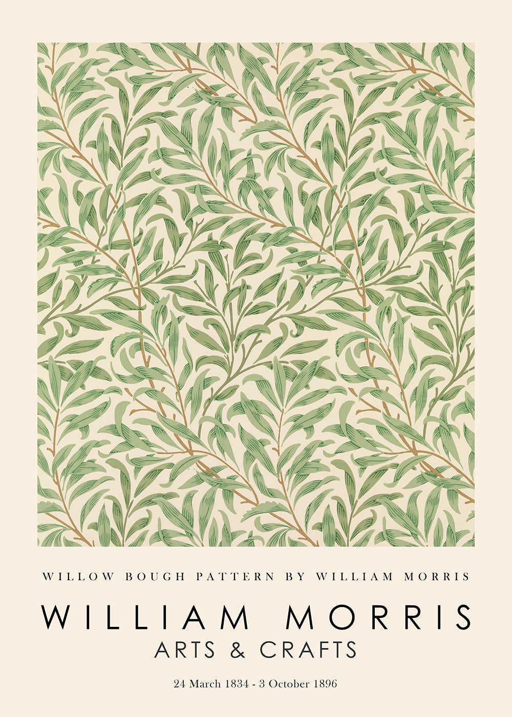 Botanisk plakat Willow grene i Morris-stil
