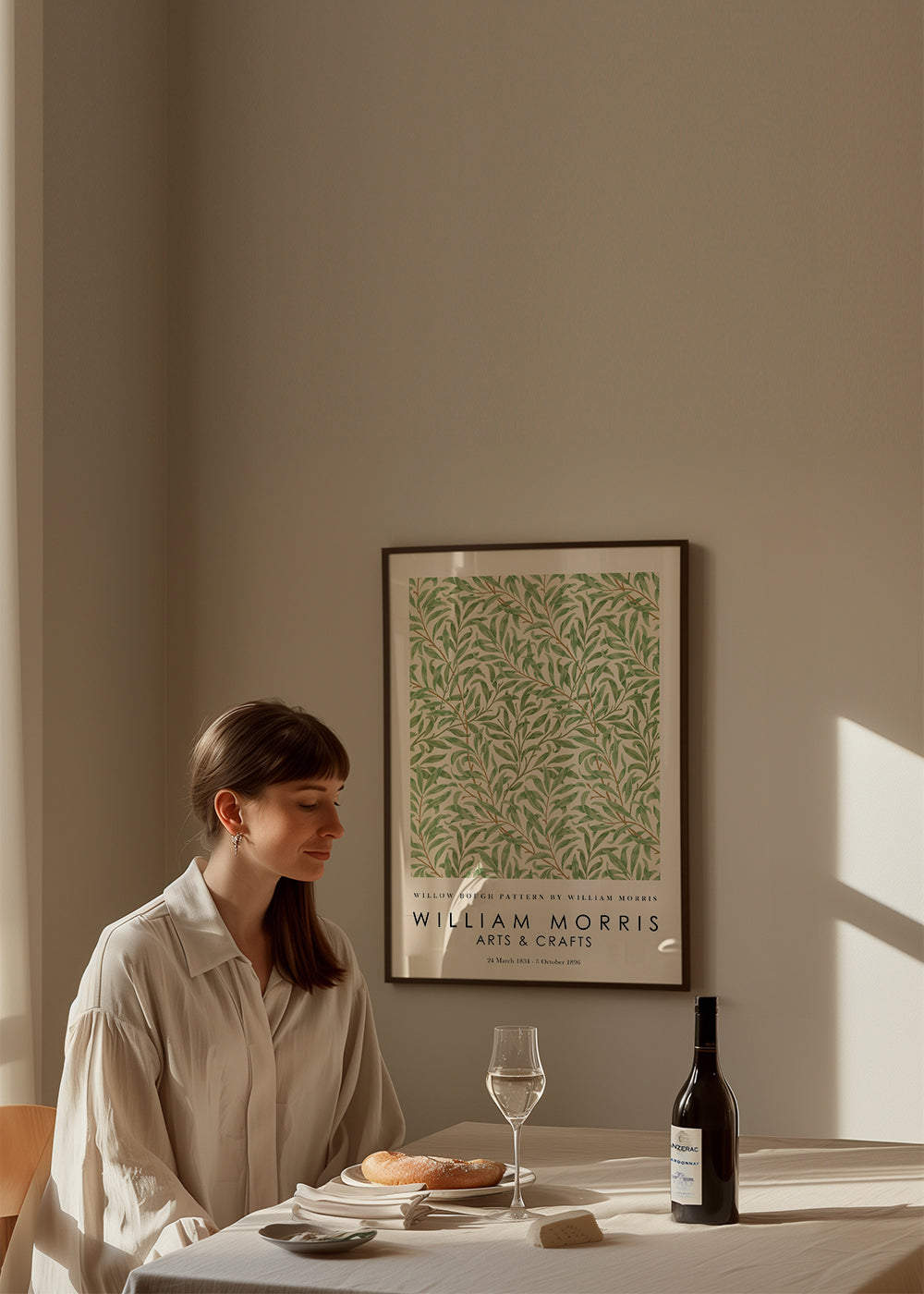 Botanisk plakat Willow grene i Morris-stil