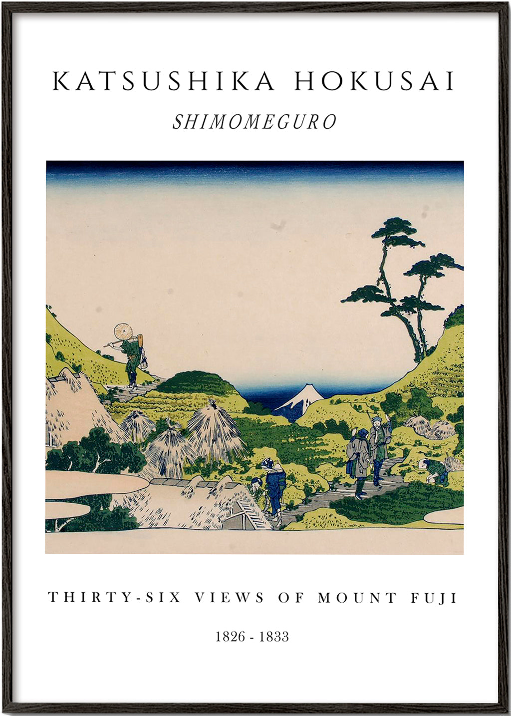Japansk landskab med Mount Fuji af Hokusai