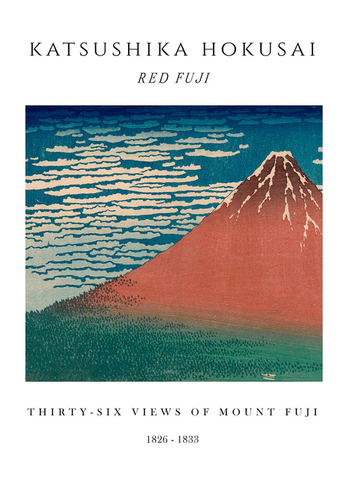 Landskab kunst Røde Mount Fuji i japansk trykstil