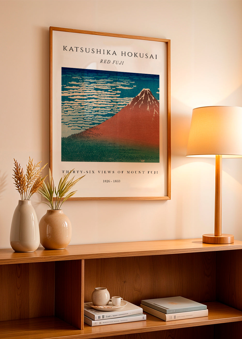 Landskab kunst Røde Mount Fuji i japansk trykstil
