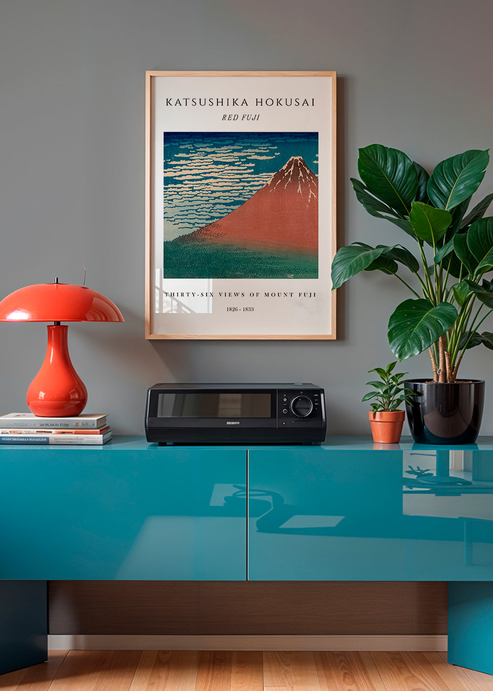 Landskab kunst Røde Mount Fuji i japansk trykstil