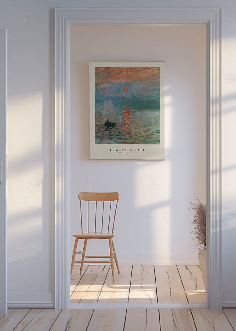 Landskabskunst: solopgang over en impressionistisk havn