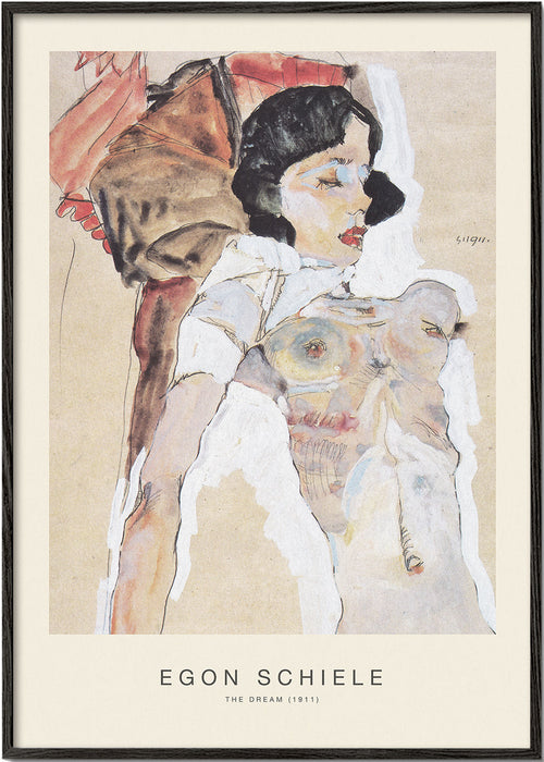 Vintage print: liggende kvindelig figur af Egon Schiele
