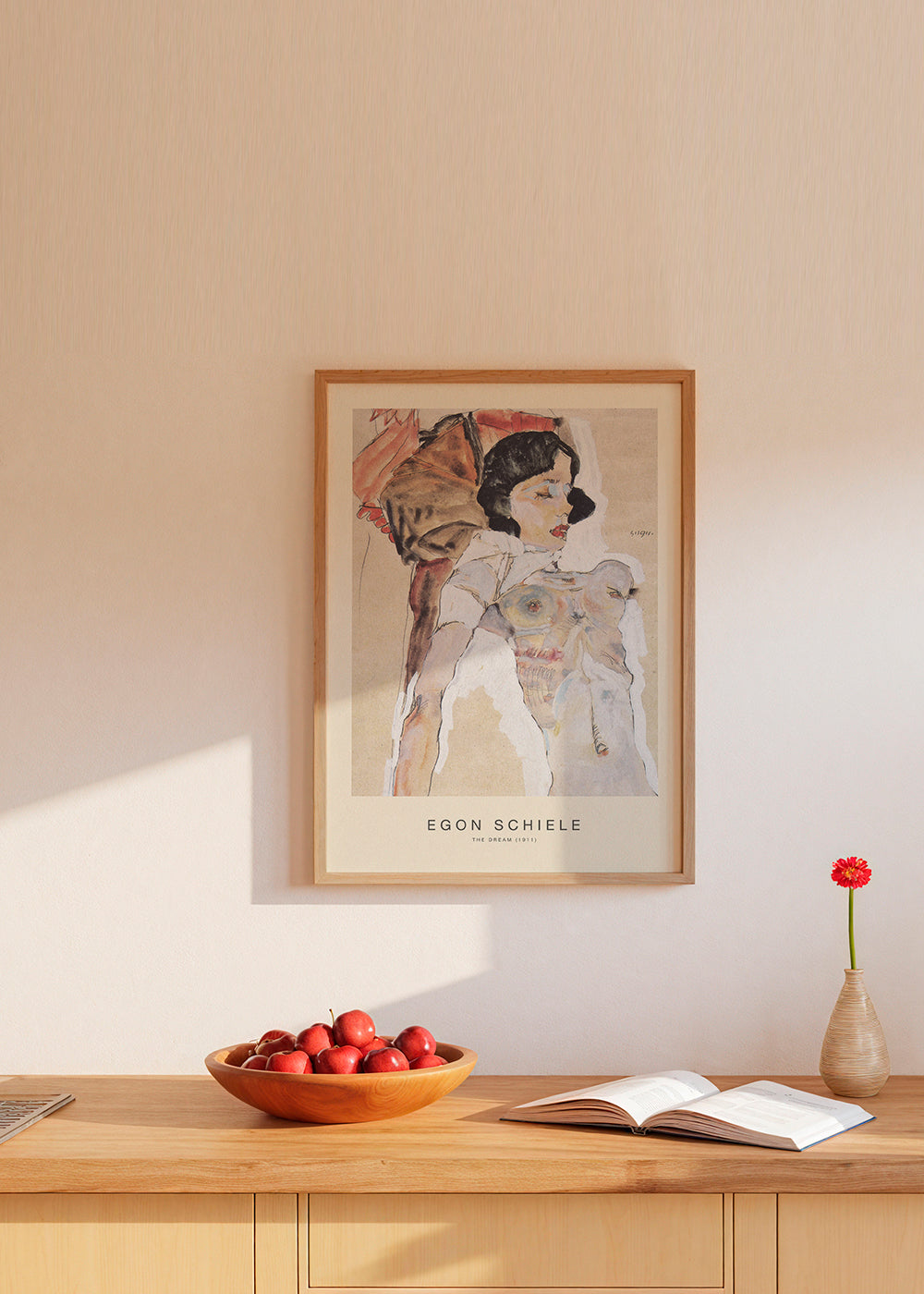 Vintage print: liggende kvindelig figur af Egon Schiele