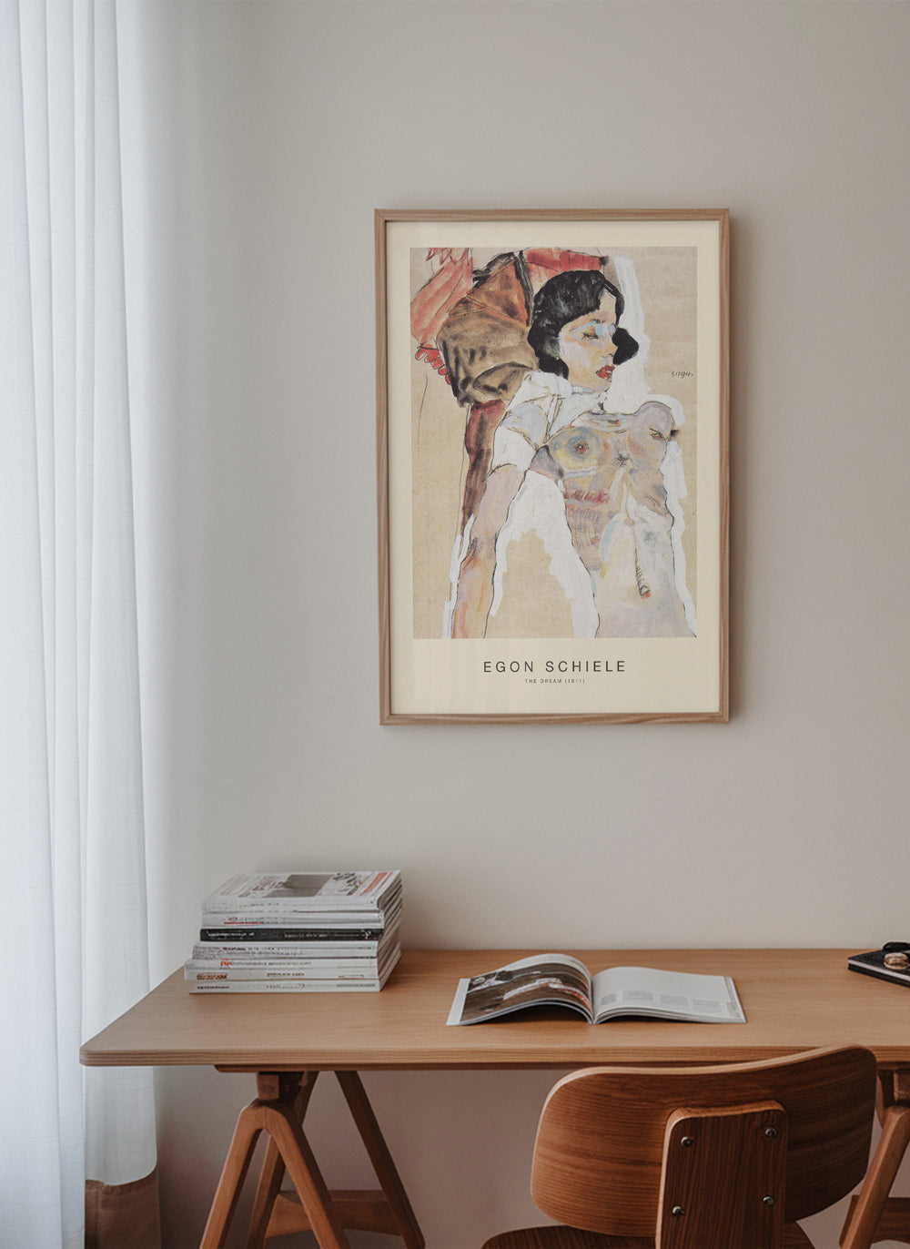 Vintage print: liggende kvindelig figur af Egon Schiele