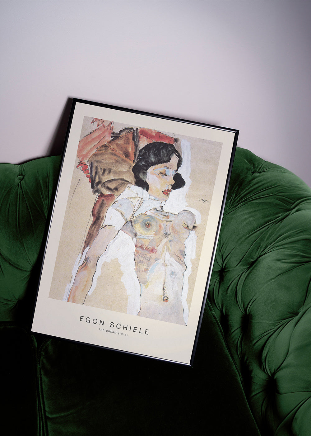 Vintage print: liggende kvindelig figur af Egon Schiele