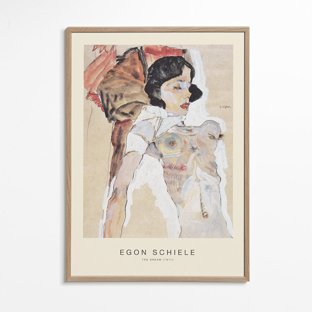 Vintage print: liggende kvindelig figur af Egon Schiele