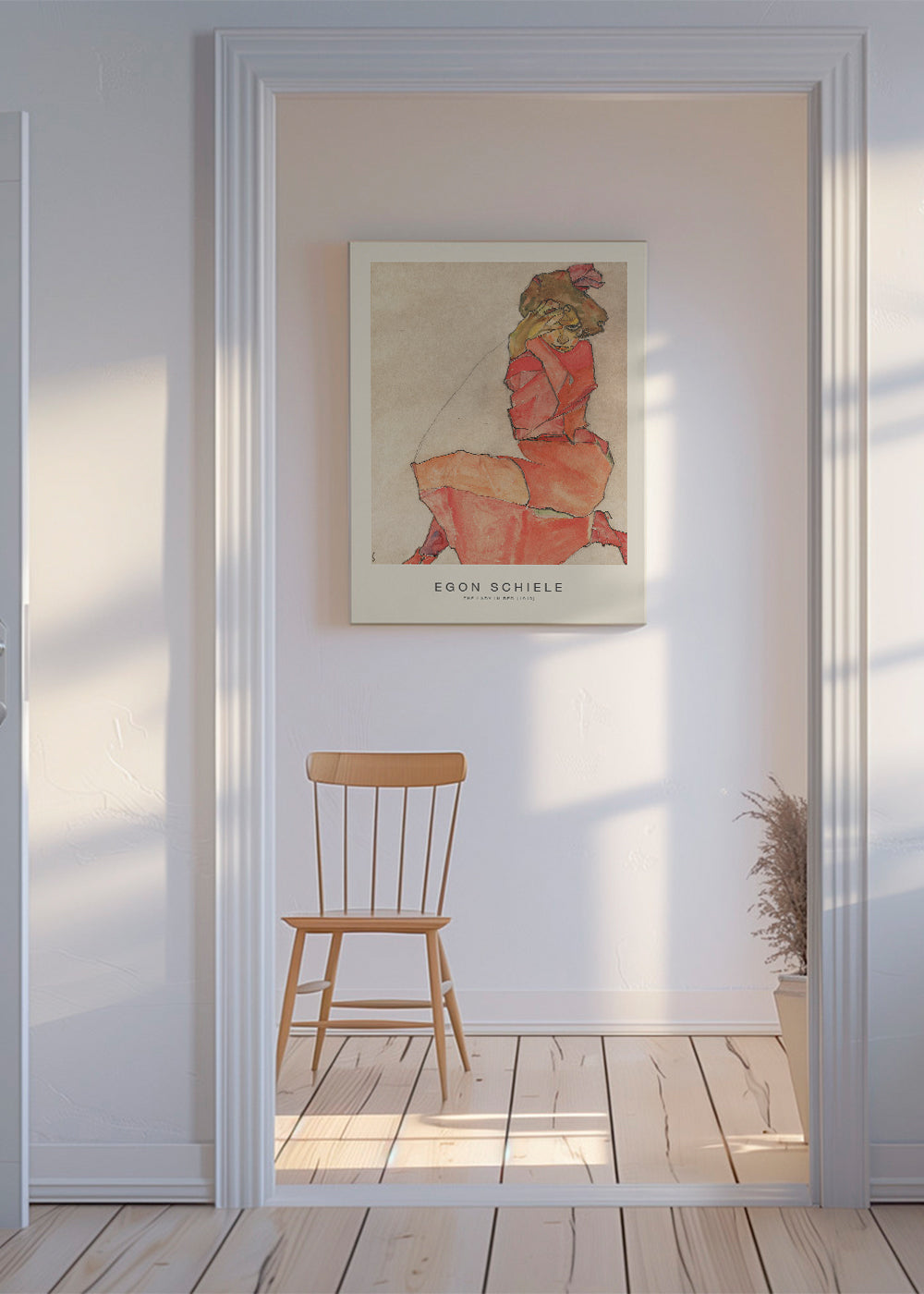 Vintage plakat kvinde i rød ekspressionistisk