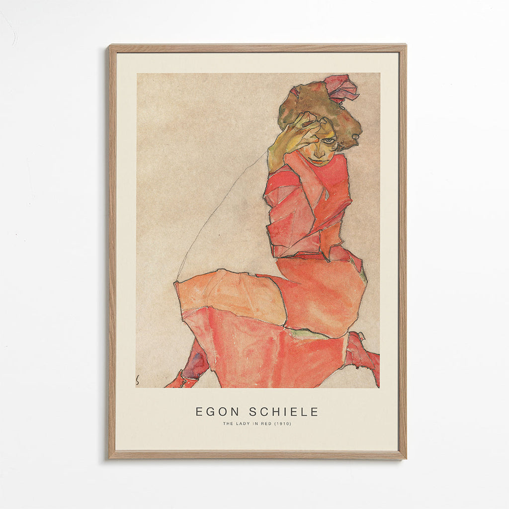 Vintage plakat kvinde i rød ekspressionistisk