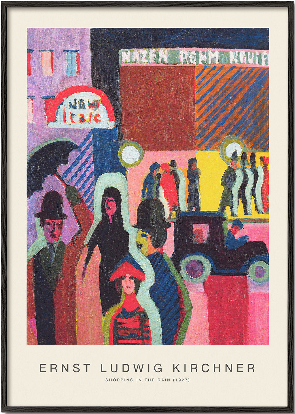 Vintage plakat: by i regnvejr