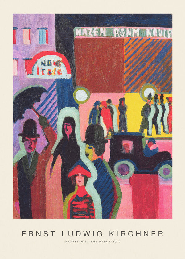 Vintage plakat: by i regnvejr