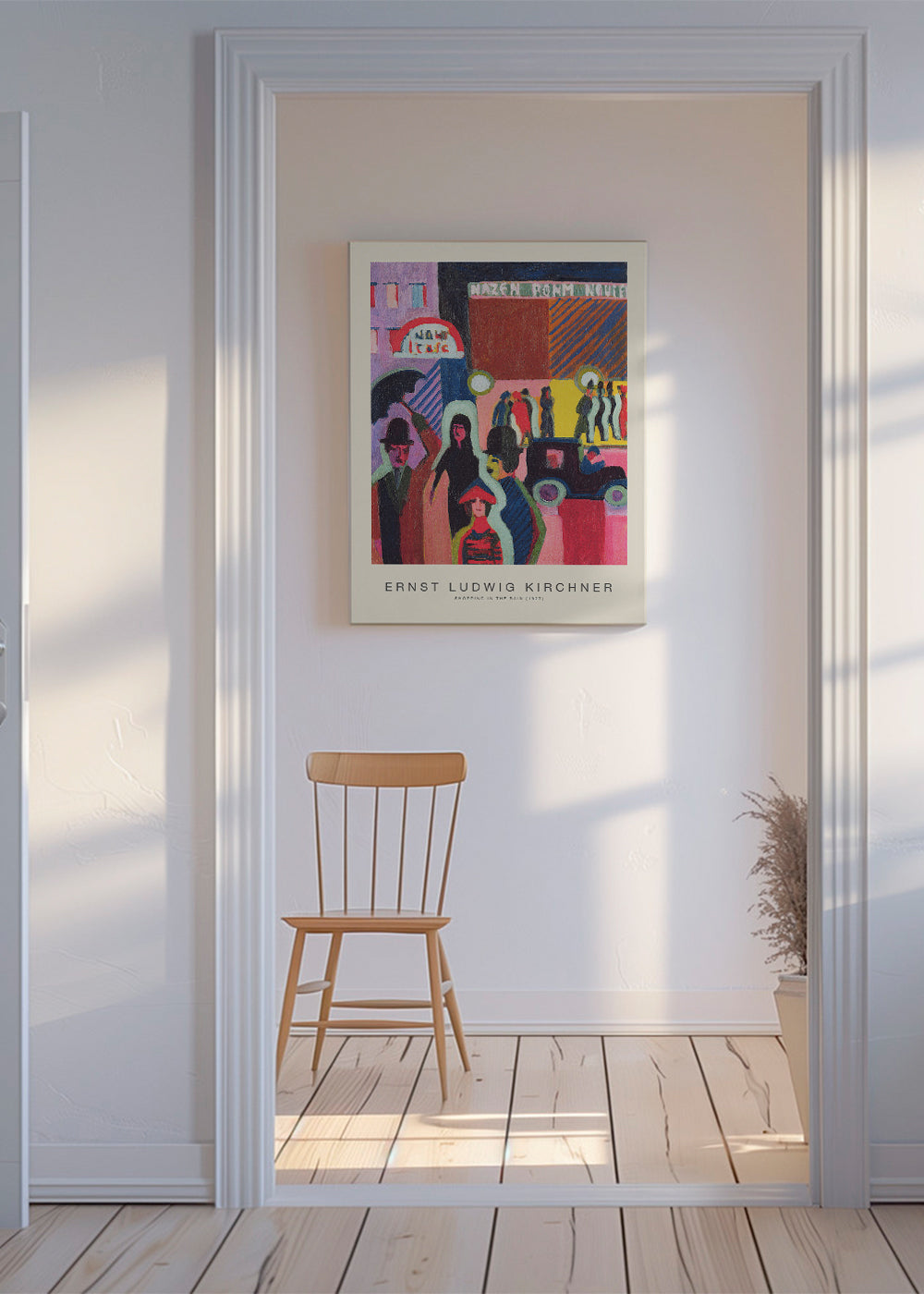 Vintage plakat: by i regnvejr