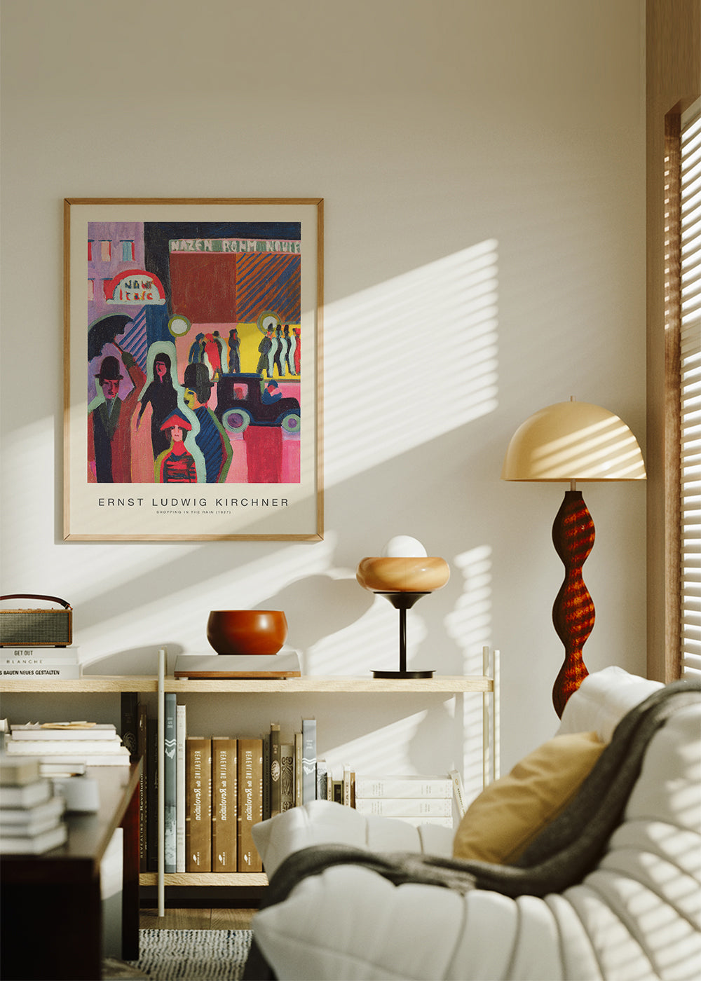 Vintage plakat: by i regnvejr