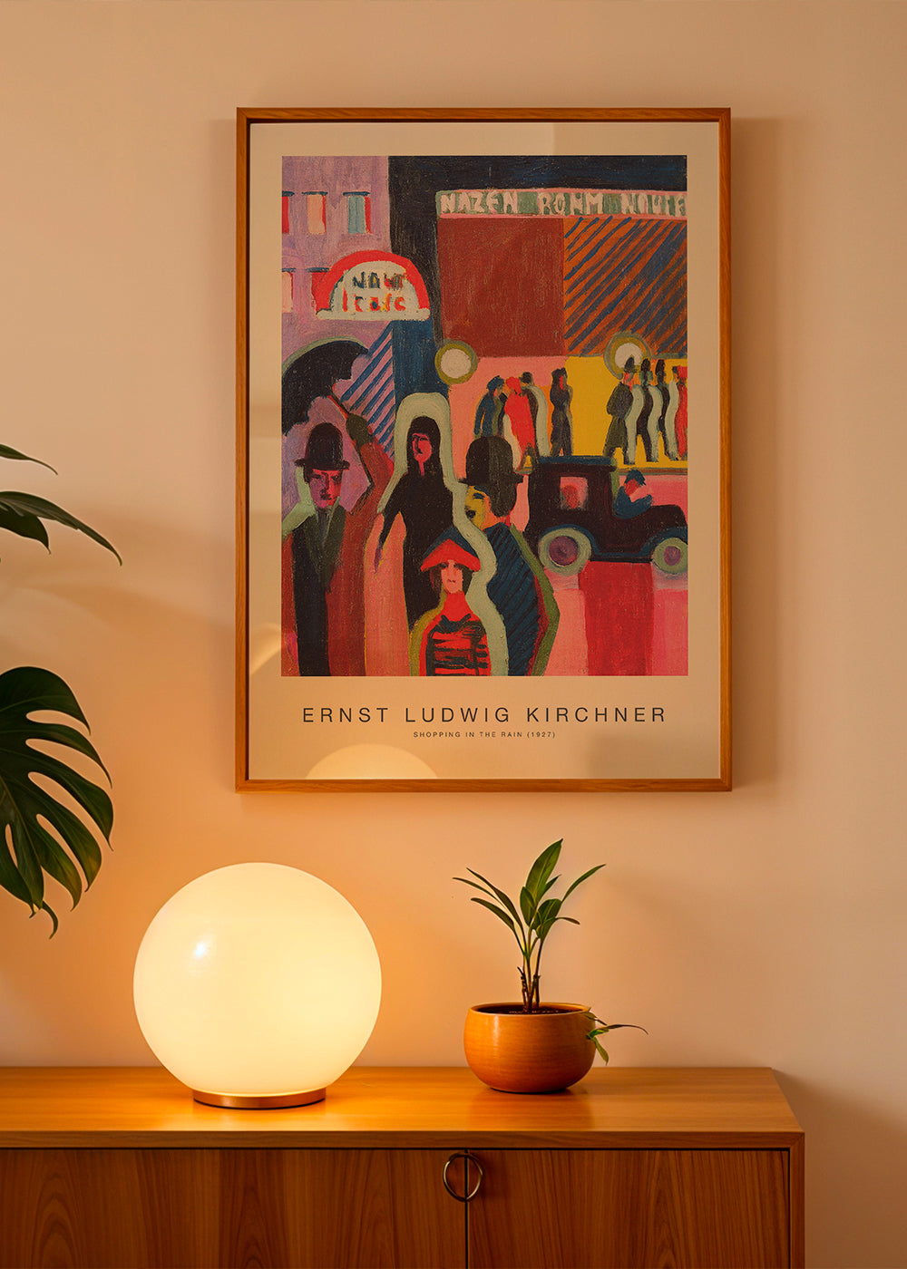 Vintage plakat: by i regnvejr