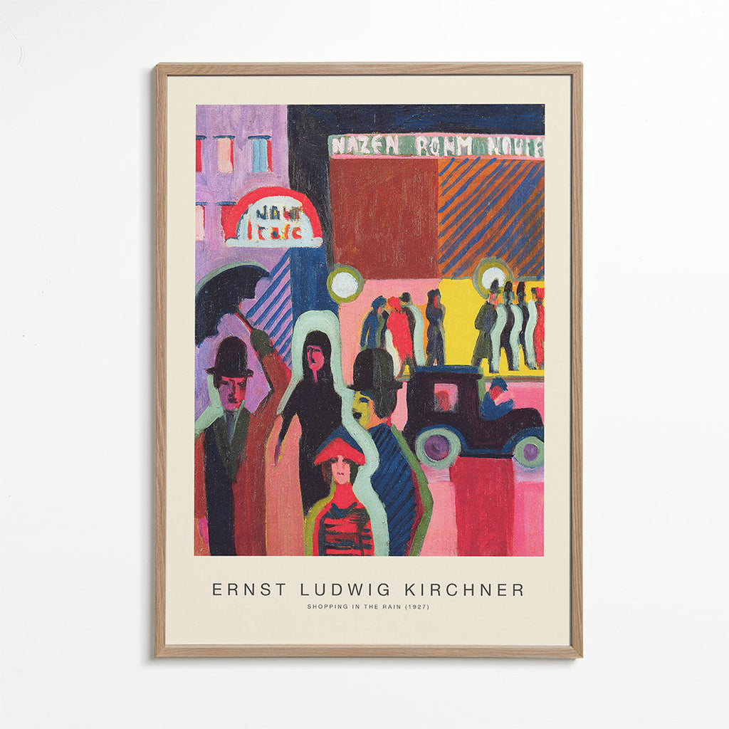 Vintage plakat: by i regnvejr