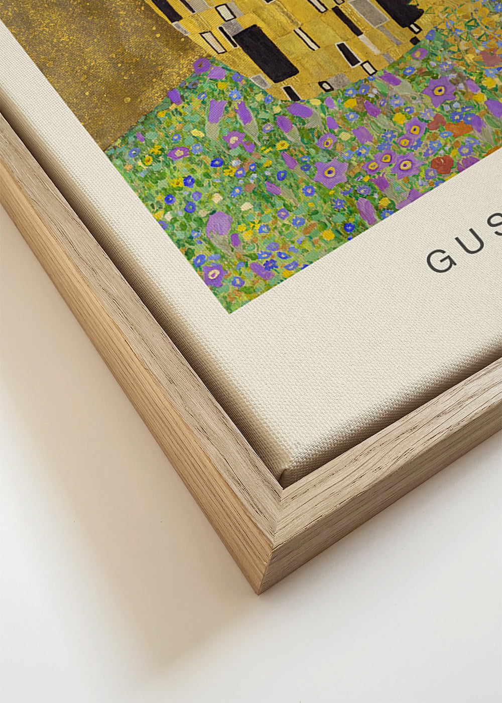 Vintage plakat Kysset i guld med blomstermotiver