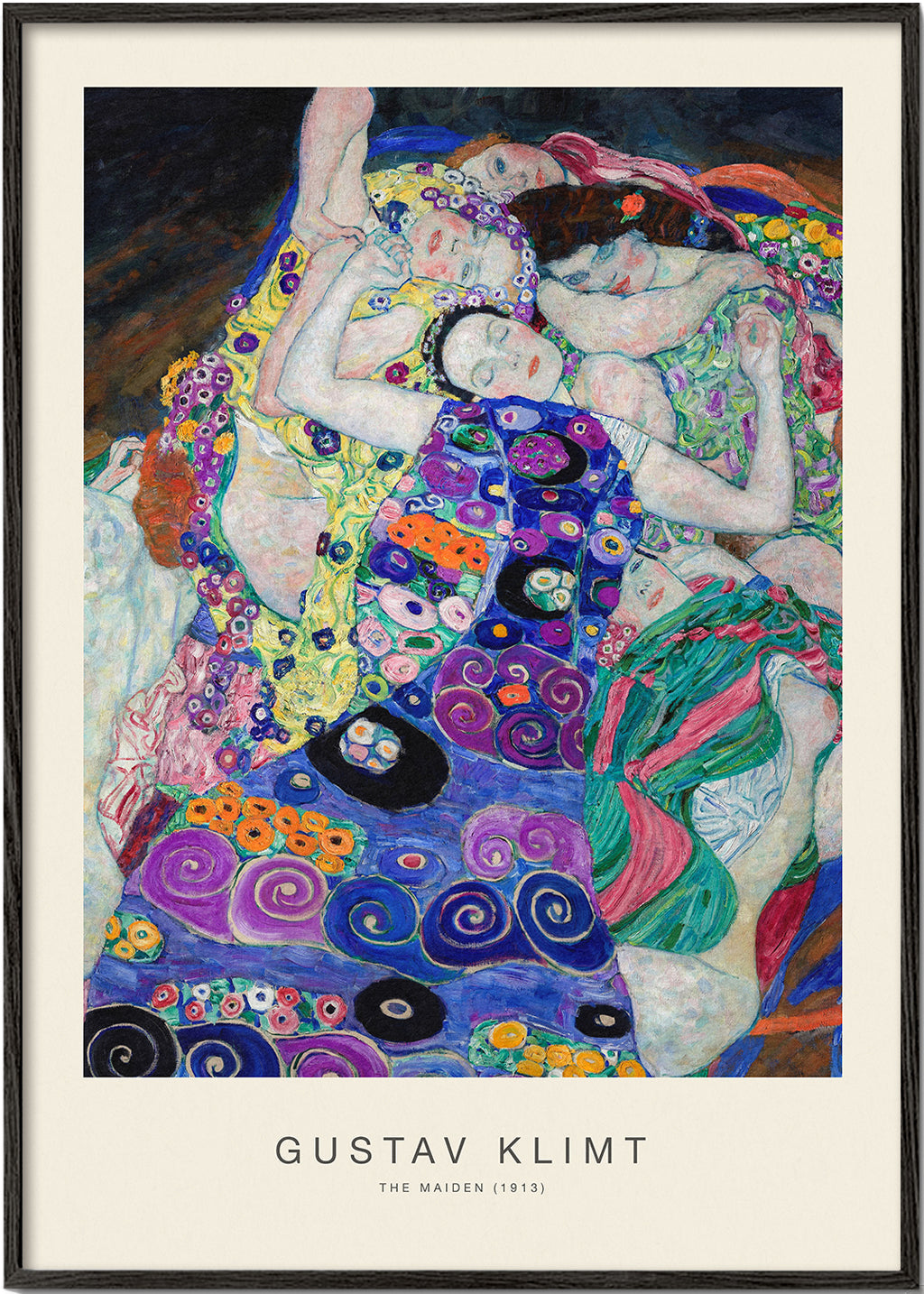 Vintage-plakat med ornamentale figurer inspireret af Klimt