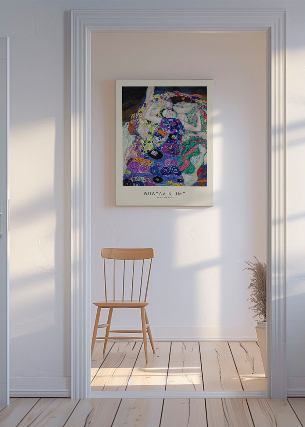 Vintage-plakat med ornamentale figurer inspireret af Klimt