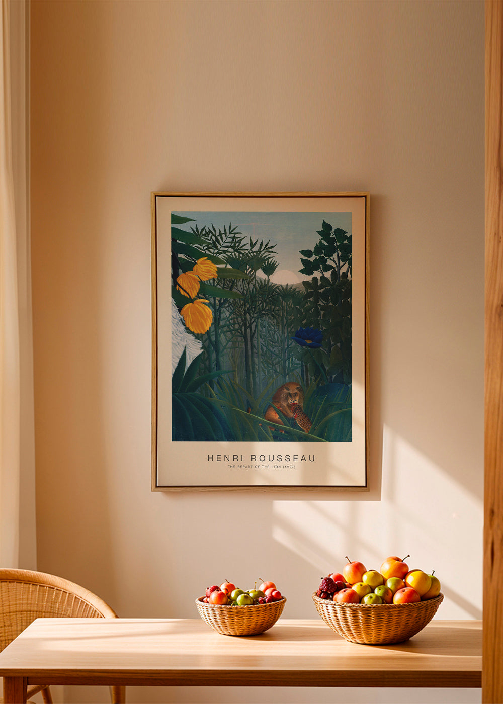 Plakat: løve i junglen med blomster