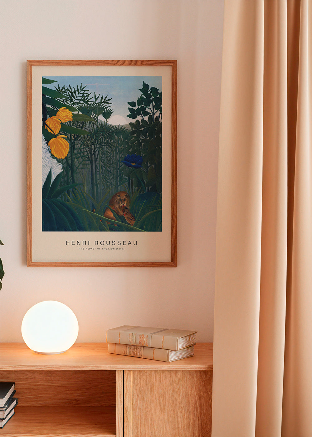 Plakat: løve i junglen med blomster