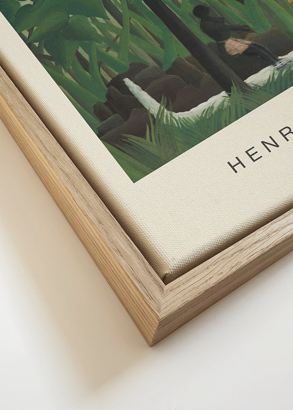 Botanisk plakat med jungle, hjorte og vandfald